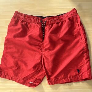 US Polo Assn. Men's Red Swim Trunks XL Drawstring Elastic Waist Lined Pockets